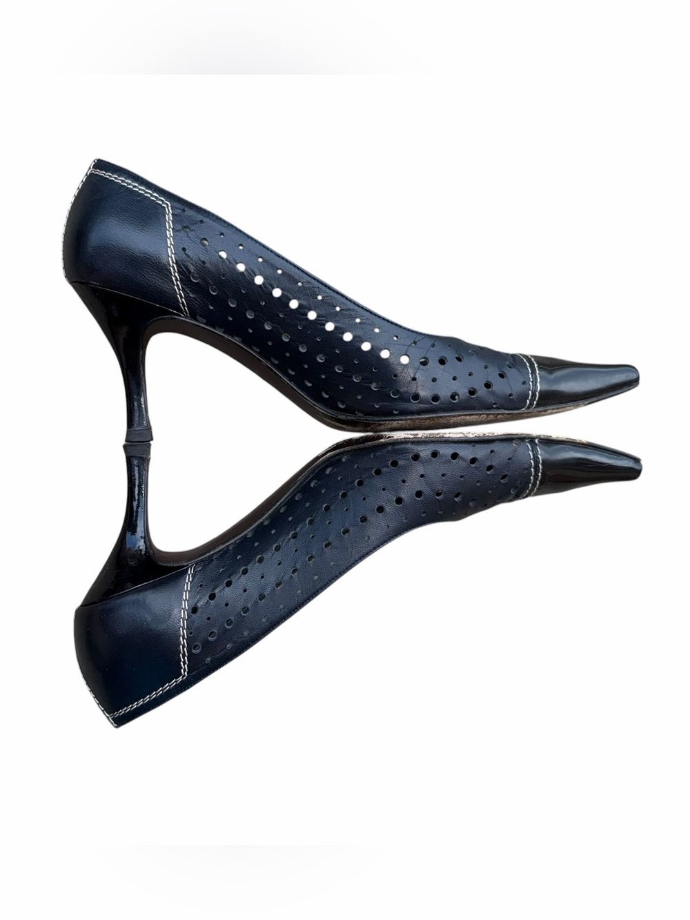 Stuart Weitzman Perforated Leather Black Heels Size 37